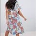 Asos Maternity One Shoulder Cape Dress Blue Floral