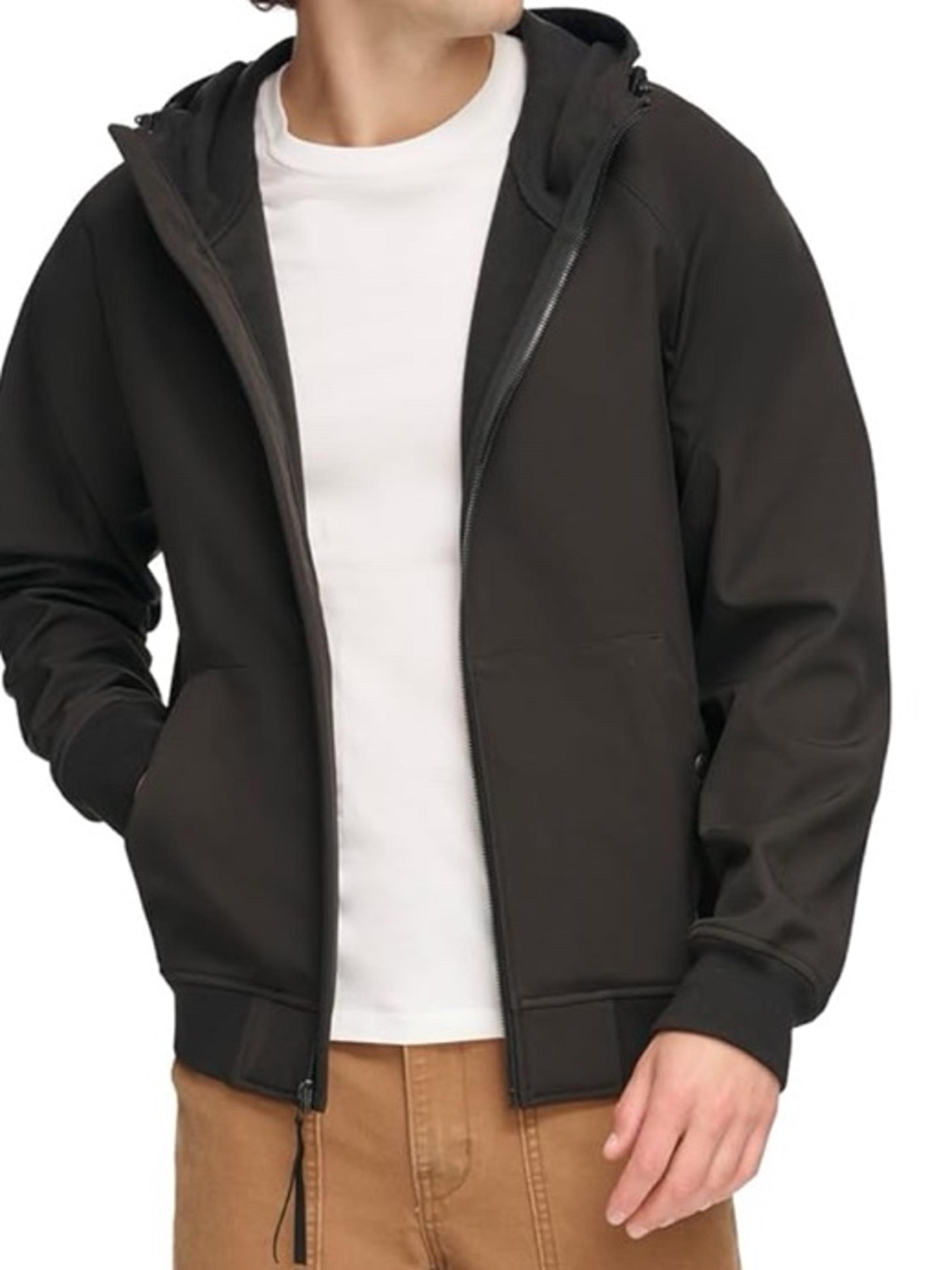 Levi's Men's Hooded Water Resistant Softshell Bomber Jacket, Black Size Large
