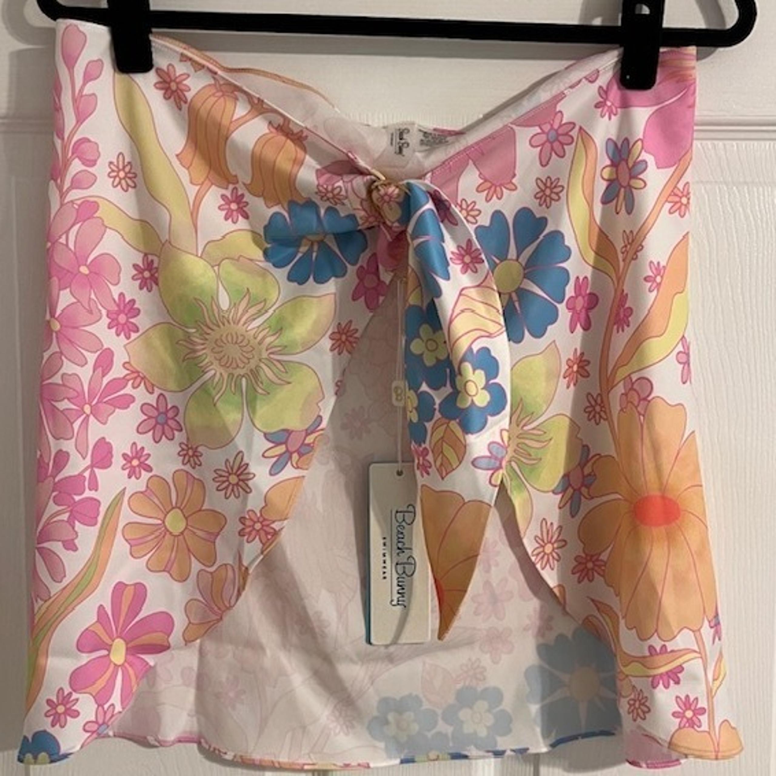 Beach Bunny Swim Cover Up Floral Print Sarong Tie Front Skirt OS One Size