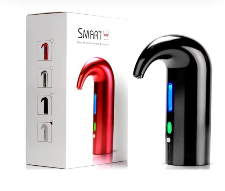 Multi- Smart Wine Aerator & Dispenser One Touch Black w/ Travel Pouch