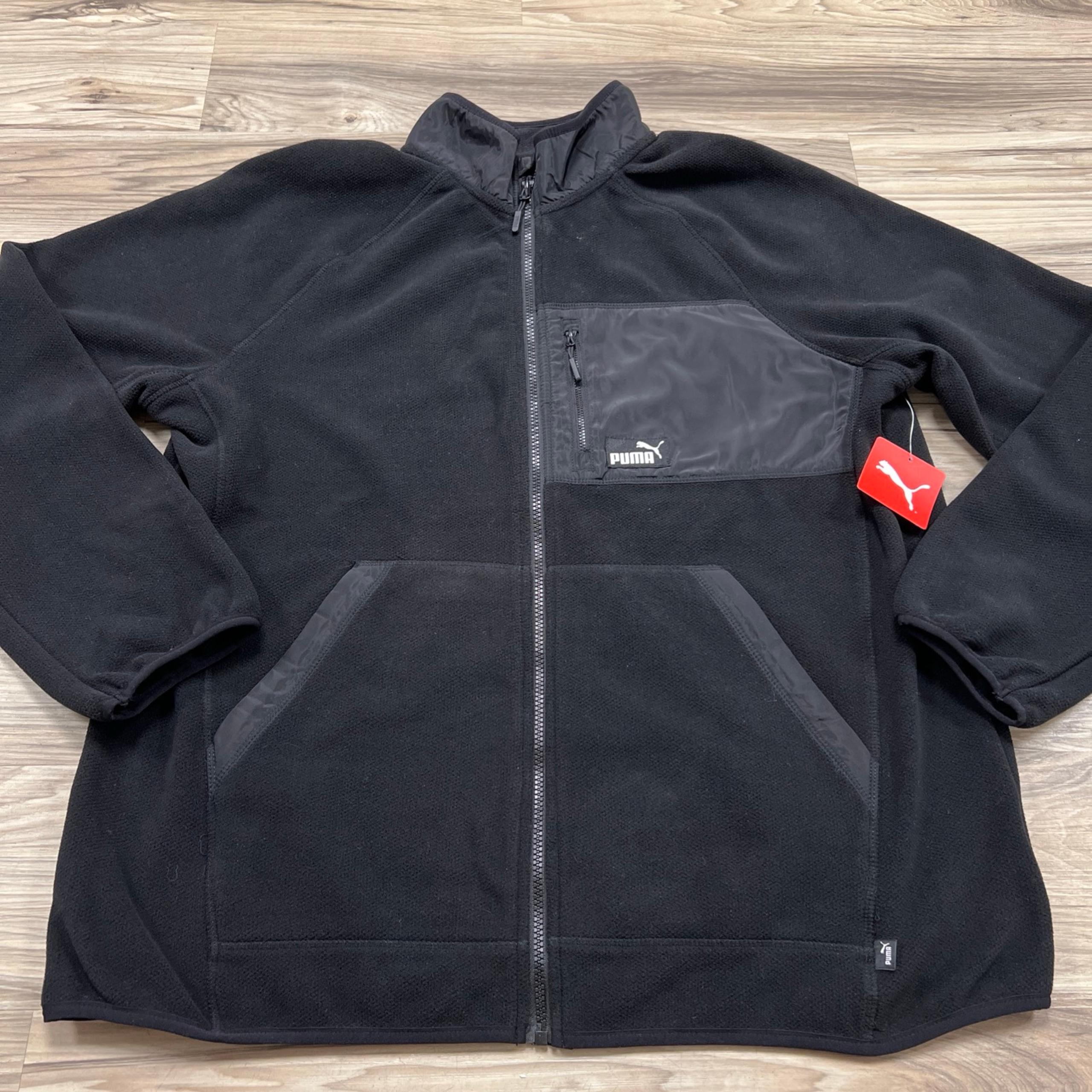 Puma Polar Fleece Jacket Woven Pocket Full Zip pfa24vmo-16587 001 Men XL $90 NWT