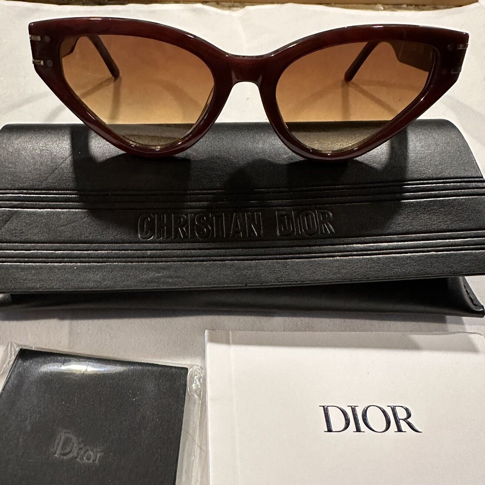 Brand New Dior DSGTS6FXR Sunglasses in Maroon & Gold with Bronze Tint Lenses