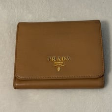 Prada Brown Leather Trifold Compact Wallet