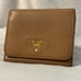 Prada Brown Leather Trifold Compact Wallet