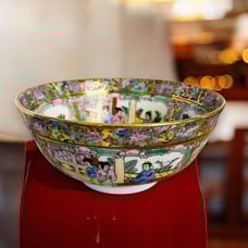 Chinese Handpainted Trinket Decorative Bowl Ladies Man Birds Floral Imari Design