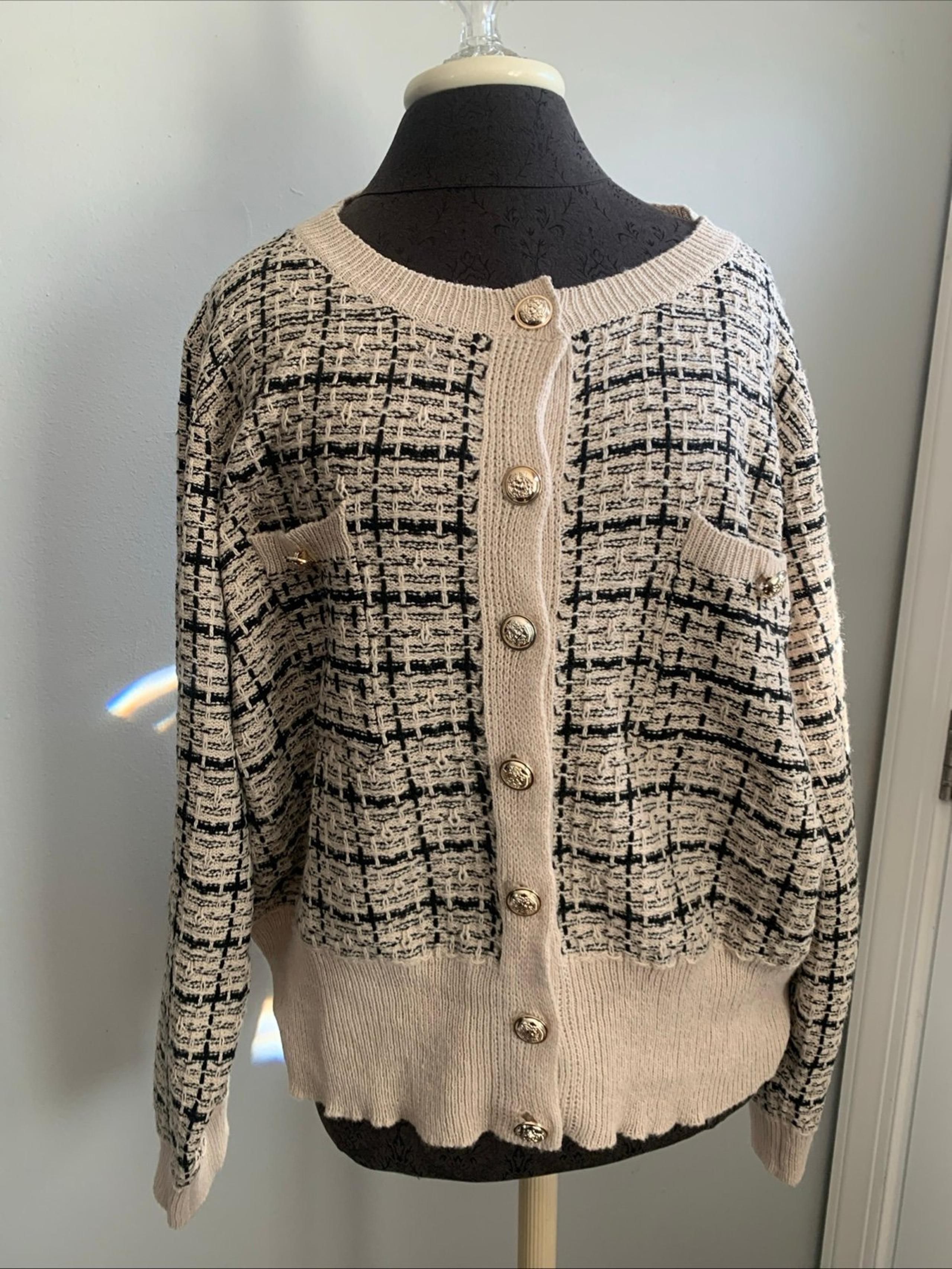 SHEIN Curve Women’s Fancy Like Striped Cardigan Sweater Size 2XL - New