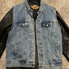 Harley Davidson leather jacket & denim vest size large