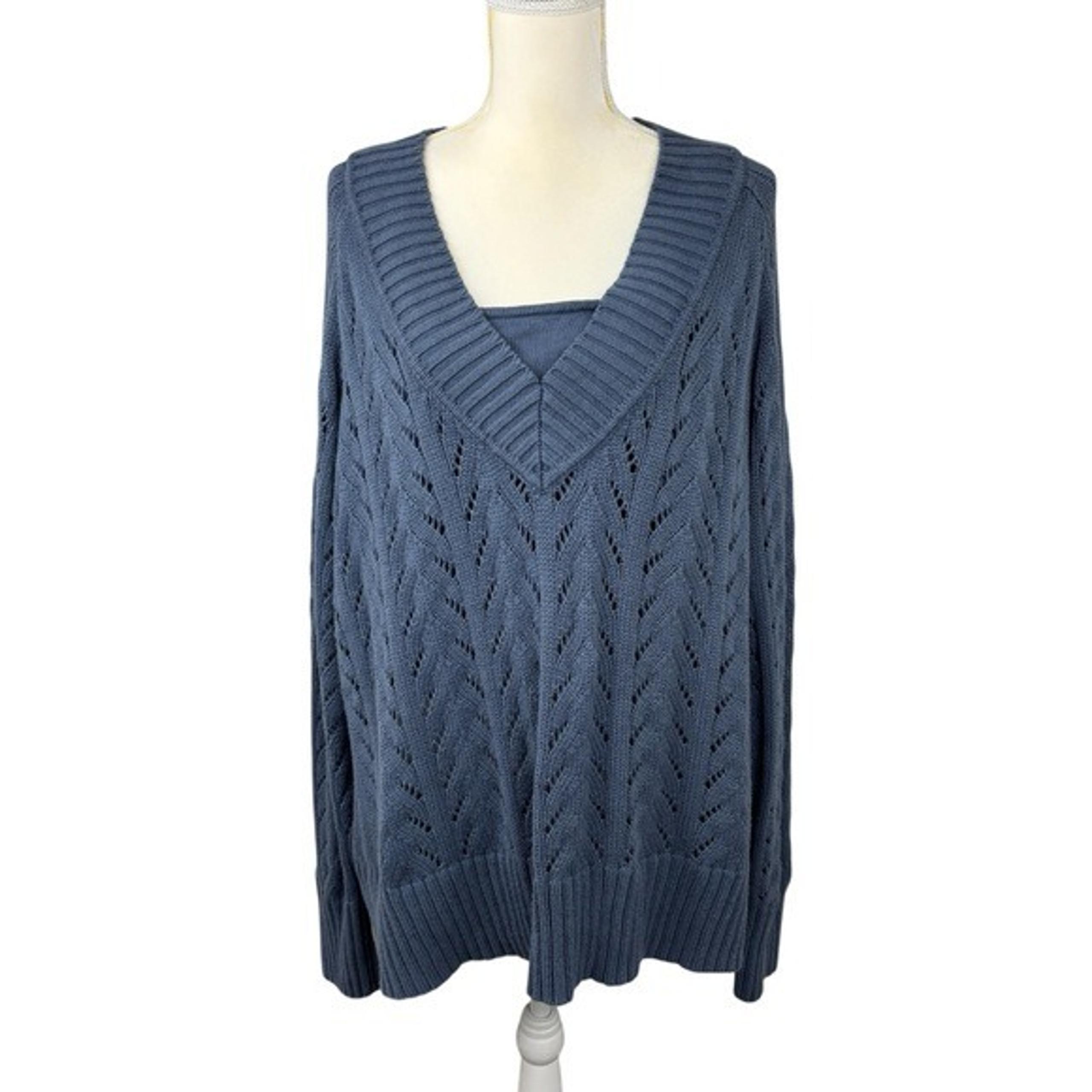 Sonoma V-Neck sweater, Size 3X twin-set winter heavyweight cable knit feminine