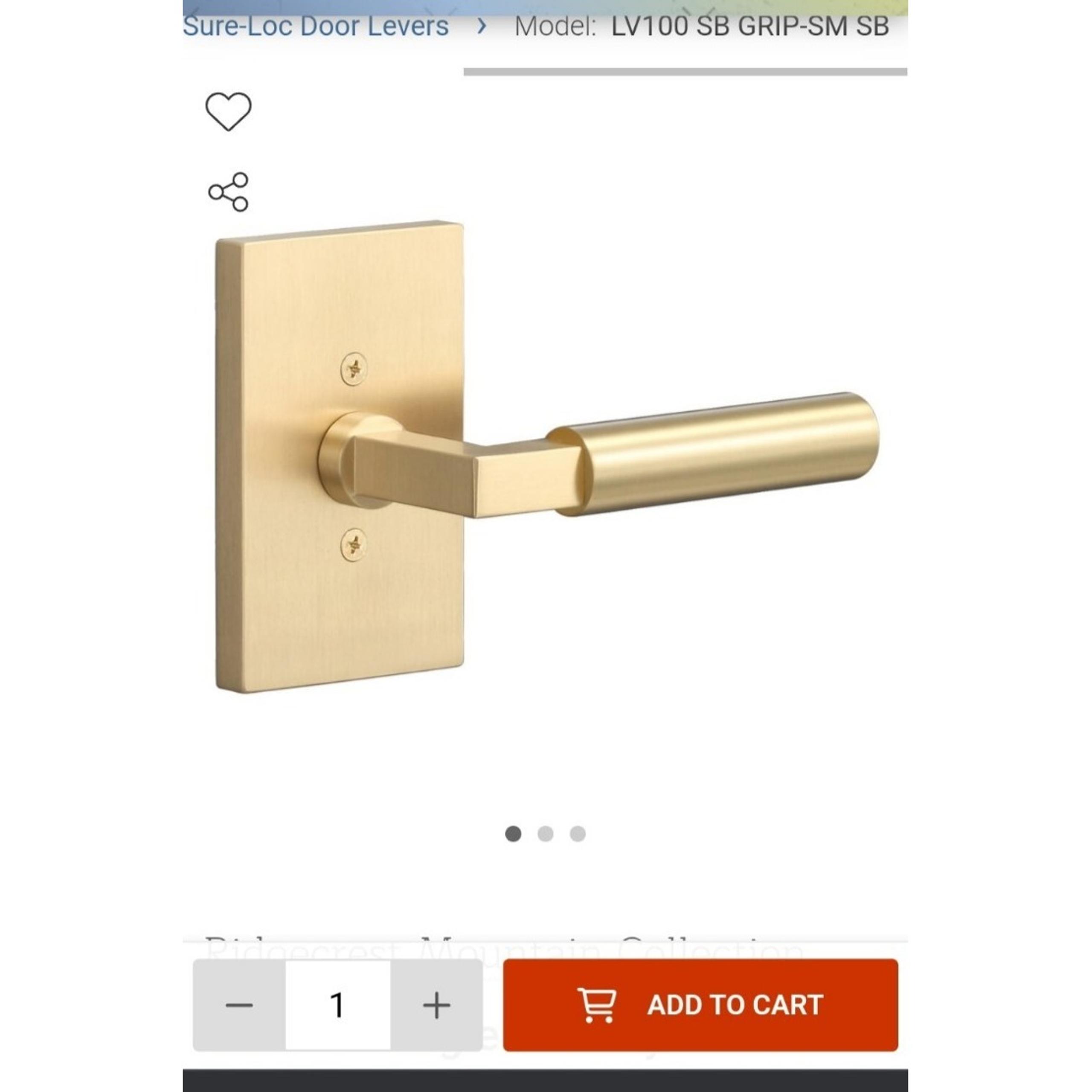 Levanto 4 piece lot brass door handles dummy rosette satin brass smooth grip