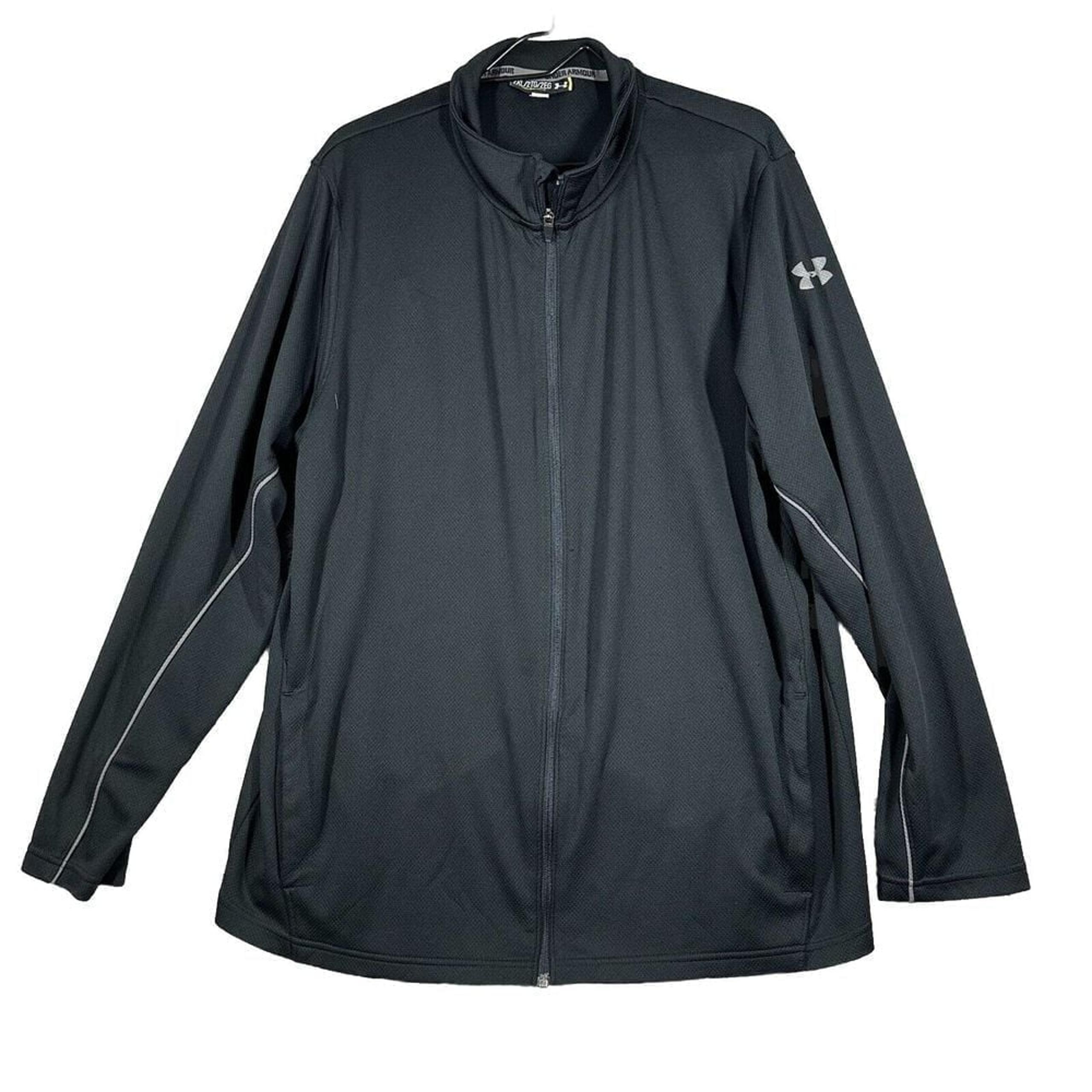 Under Armour Track Jacket Mens 2XL XXL Black Lightweight Full Zip