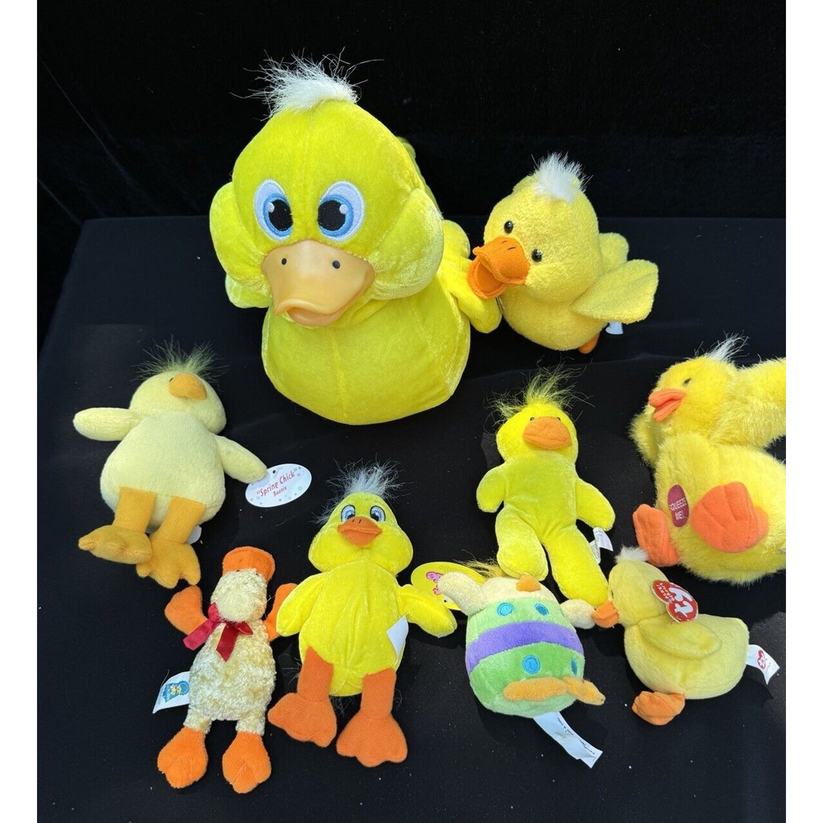 Huge Lot Of 9 Adorable EASTER Yellow Ducks Duckies TY Some Brand New!