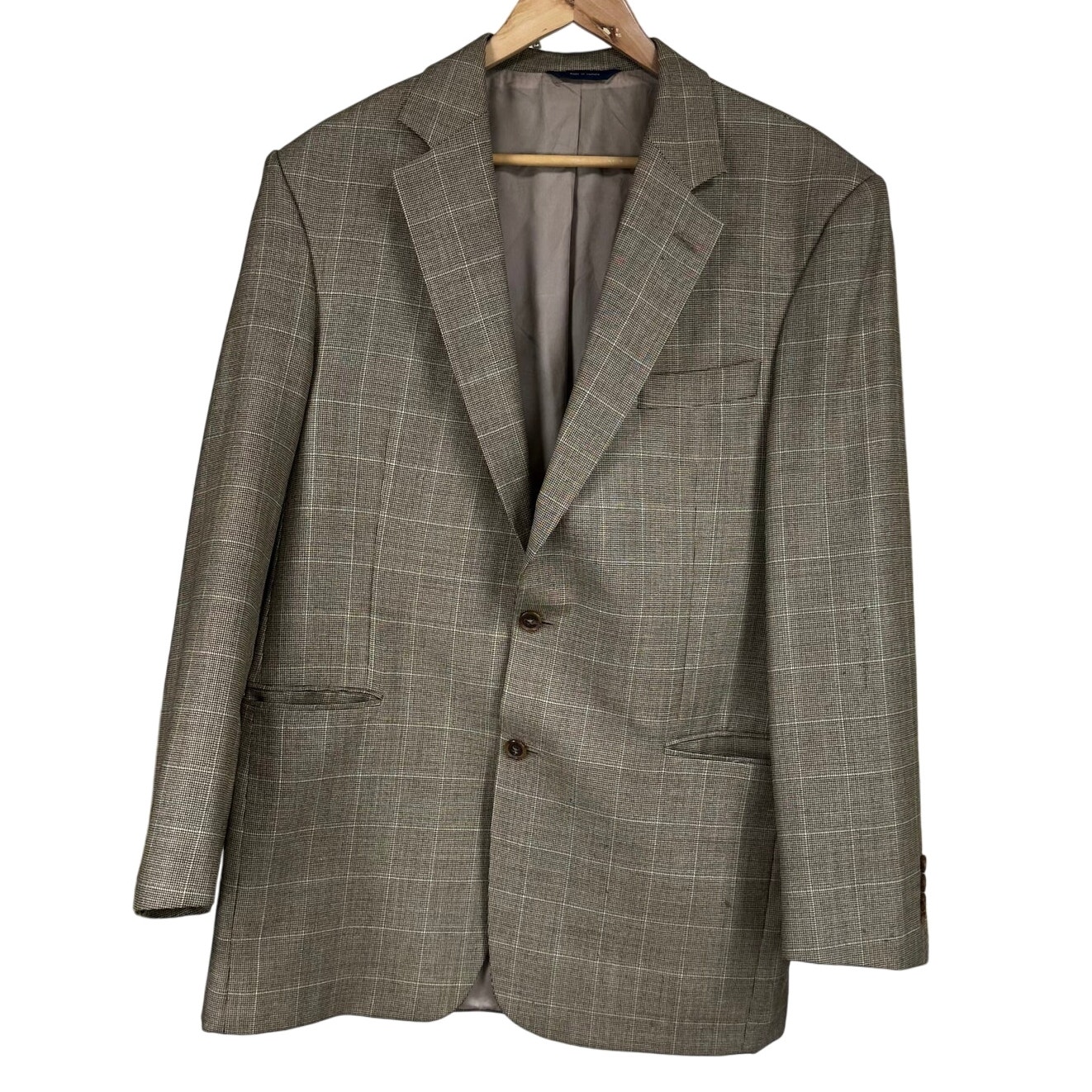 Brooks Brothers 1818 Madison Brown Plaid Men's Blazer Size 42L 100% Wool GUC
