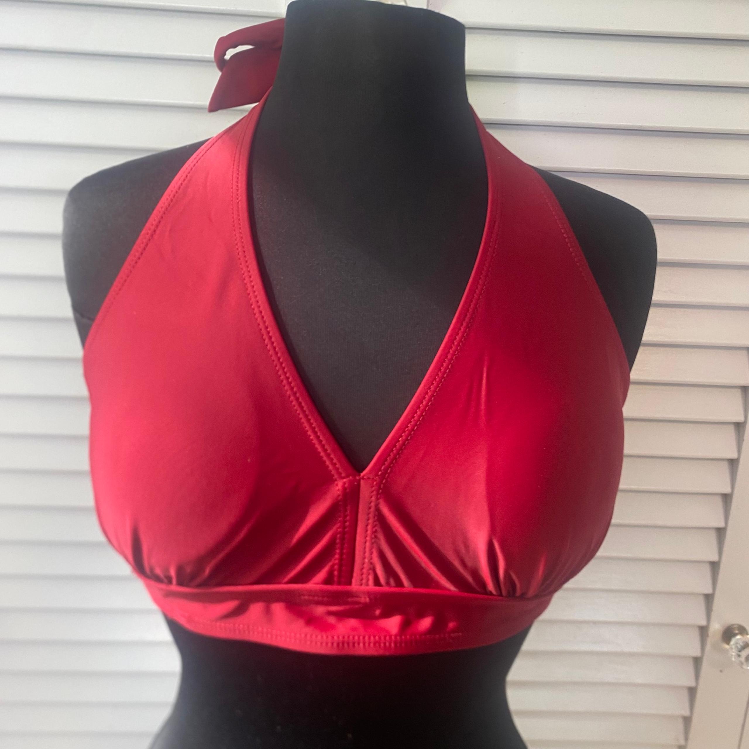 Burgundy Red Halter Style Bikini Top | Size 18 (2X)