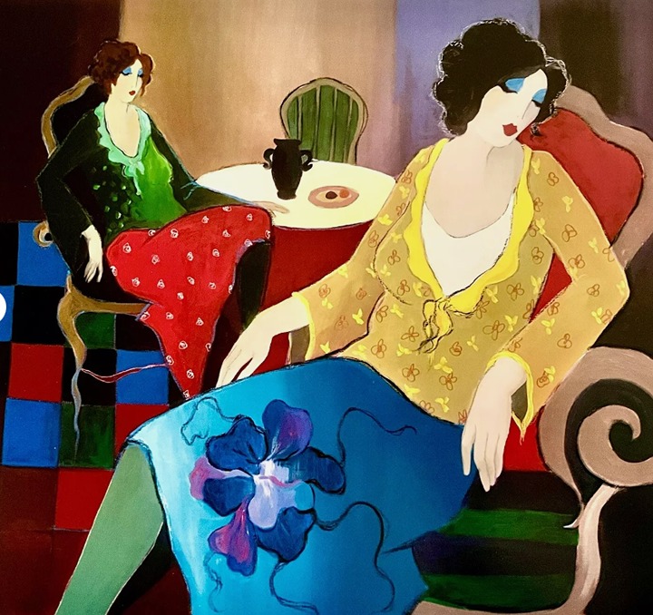 Itzchak Tarkay Two Women Morning Social - Beautiful Print Seriolithograph