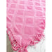 Vintage Bubble Gum Pink Crochet Knit Large Throw Blanket Handmade 70x94”