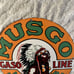VINTAGE MUSGO Michigans Mile Maker INDIAN 12” PORCELAIN METAL GAS OIL AD SIGN!
