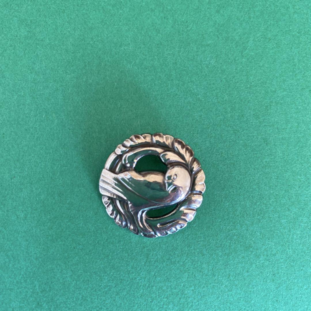 George Jensen Silver Bird and Leaf Design Brooch