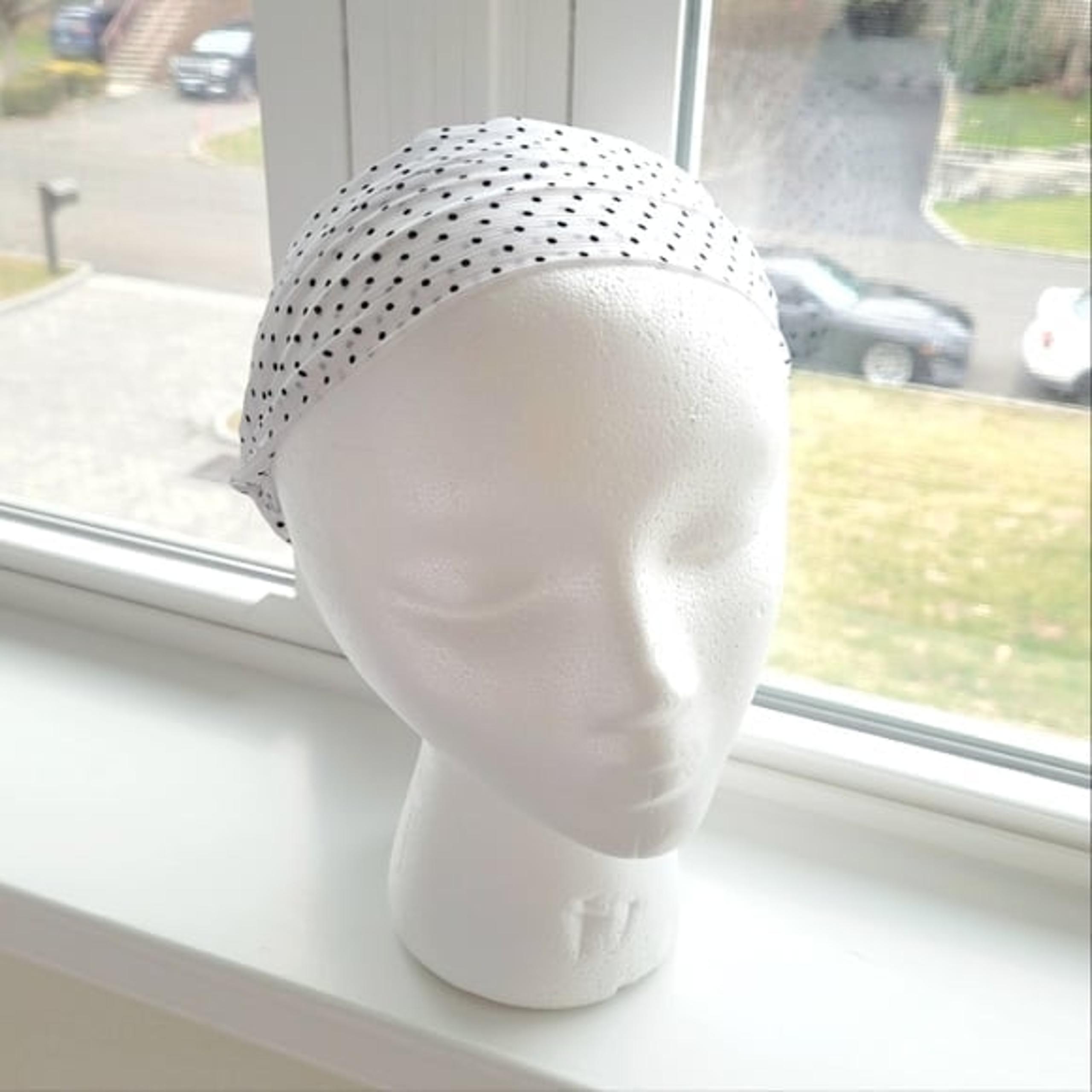 BALLET White Chiffon Polka Dot Headband Classic Gift Work School Preppy Travel