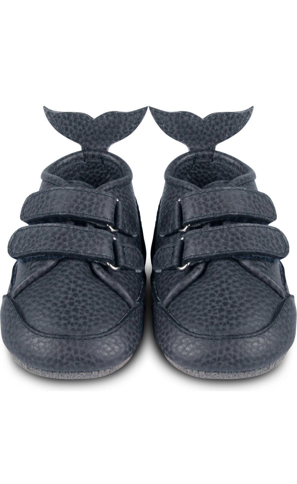 Donsje Levin Whale Tail 2-Velcro Strap Leather Shoes, Petrol Grain size 18-24