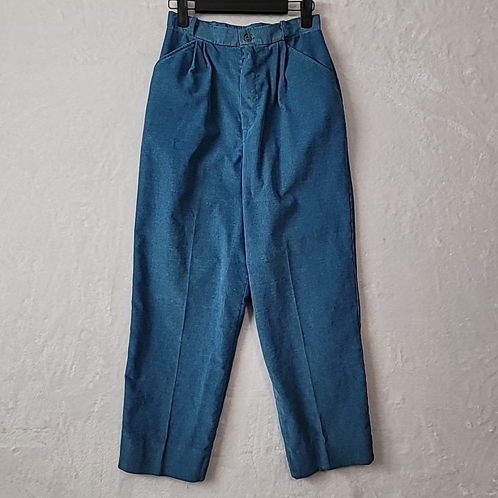 Vtg Microfiber Corduroy Pants Women's Size Small Blue Pleated Baggy EUC