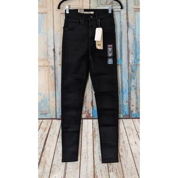 Levis Womens Size 24 Black Pockets Zipper Mile Hight Supper Skinny Jeans