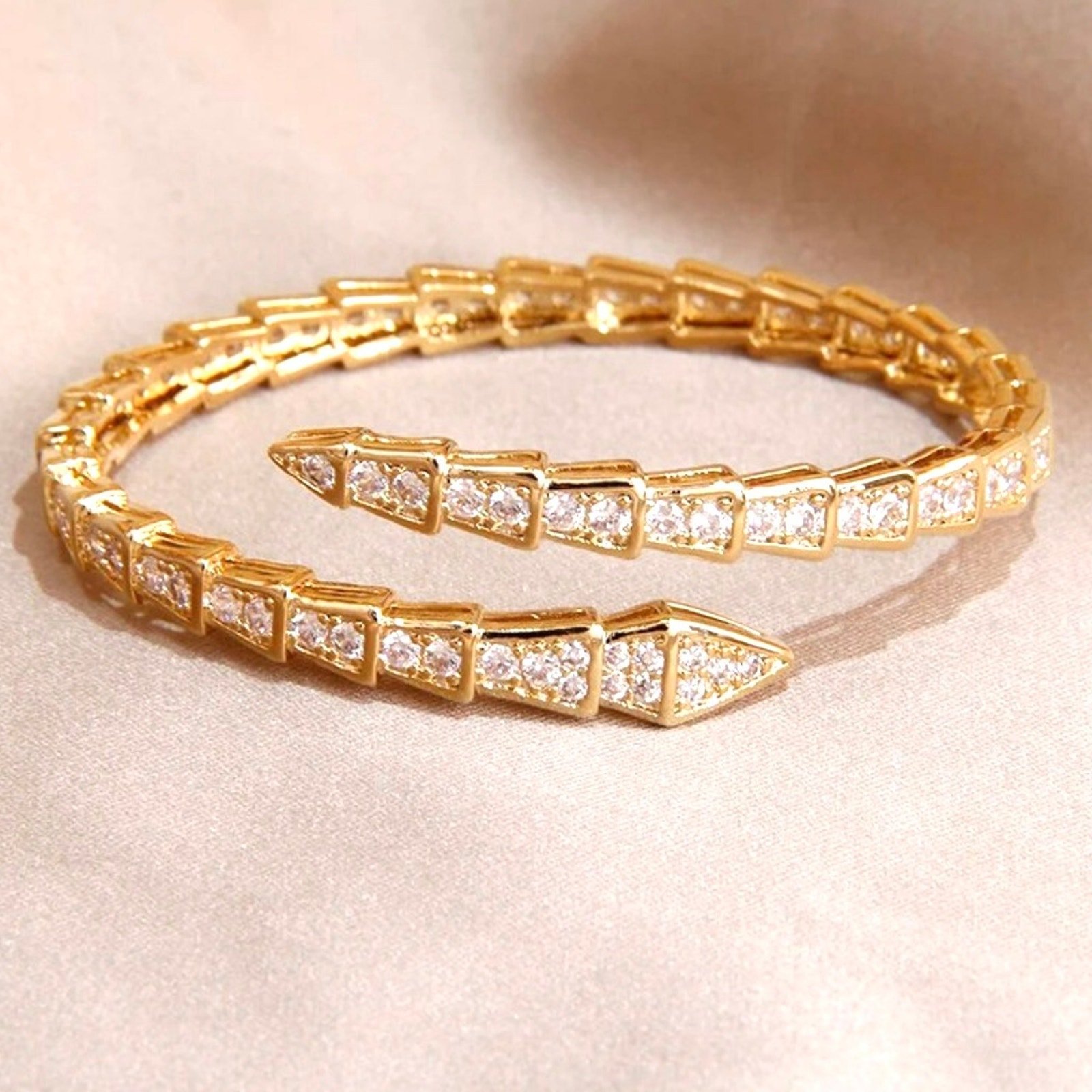 NEW Bracelet Serpent Snake Bone 925 Gold Plated Trendy Jewelry m15
