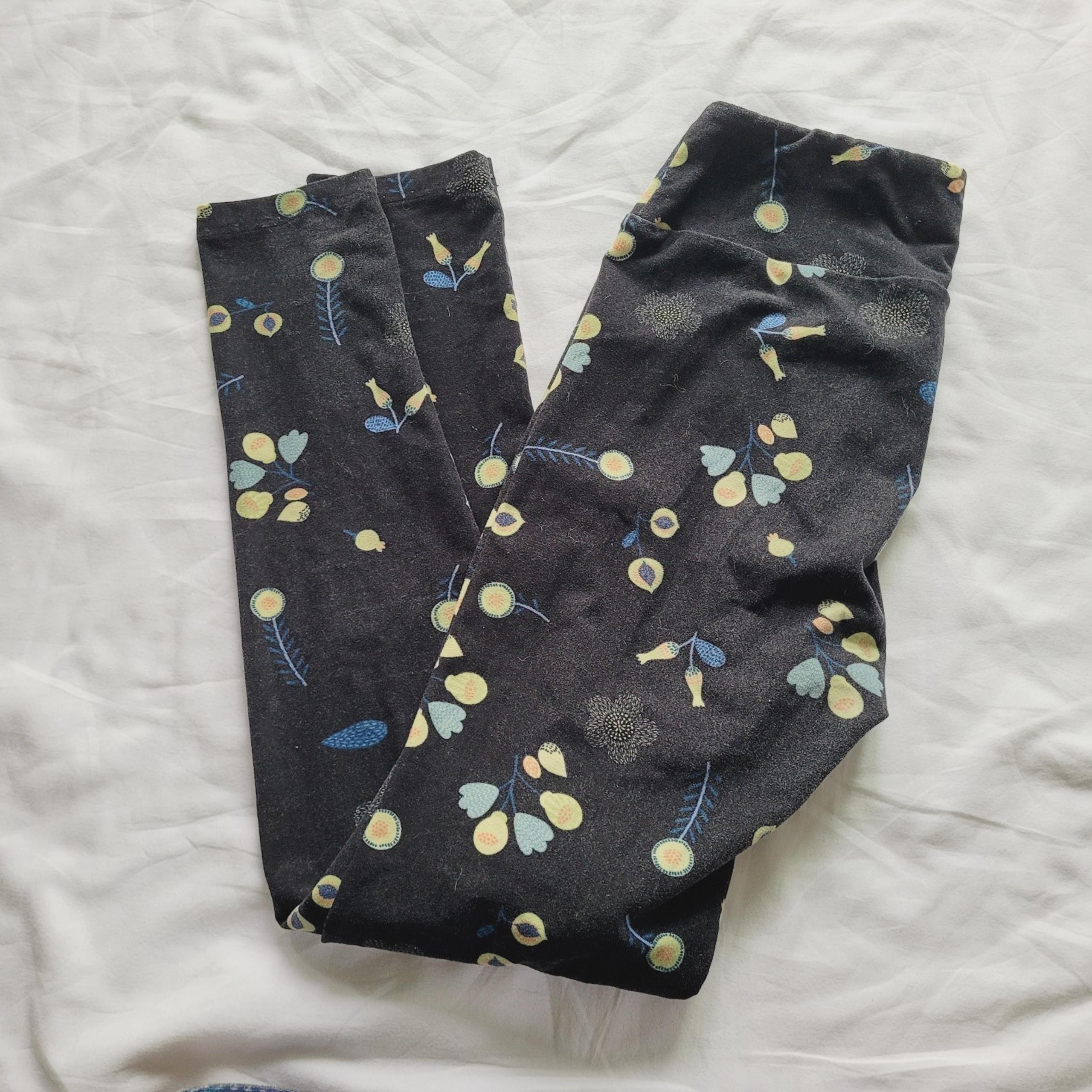 Lularoe womens leggings black floral one size small