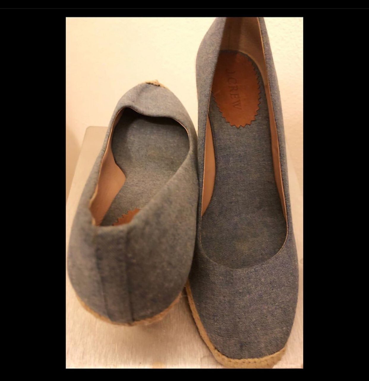 J Crew Chambray Seville Espadrille Wedge