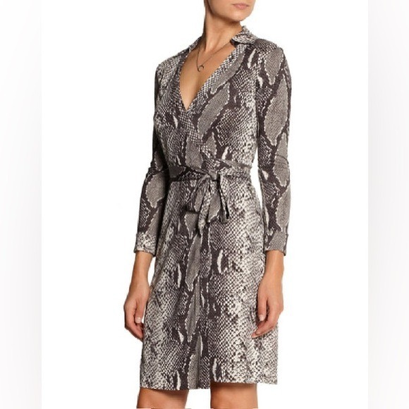 Diane Von Furstenberg Python Silk Jersey True Wrap Dress 4