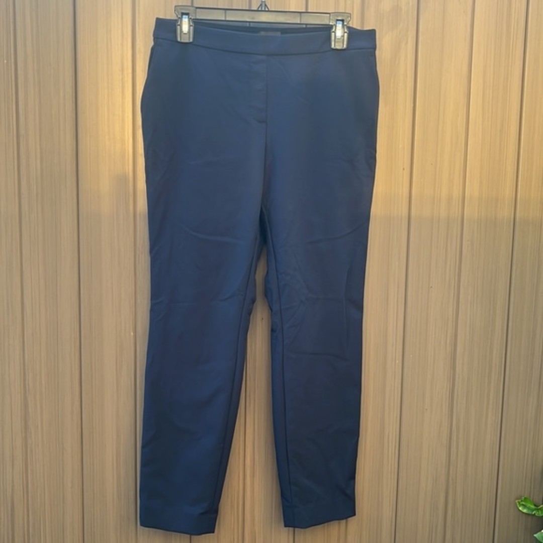 Theory Women's Approach Thaniel Pull On Crop Pants Size 6 Navy Blue