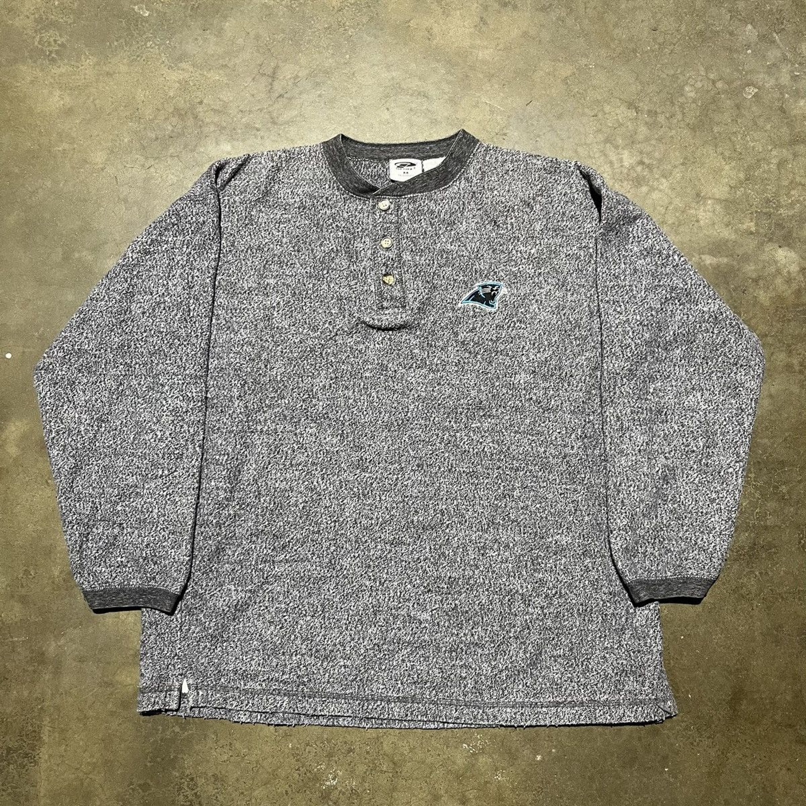 Vintage 90s Carolina Panthers Grey Henley Long Sleeve Shirt