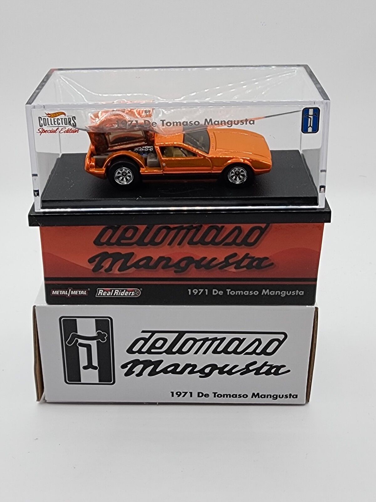 Hot Wheels RLC '71 DE TOMASO MANGUSTA Special Edition Orange 1:64 Gull Wing Car