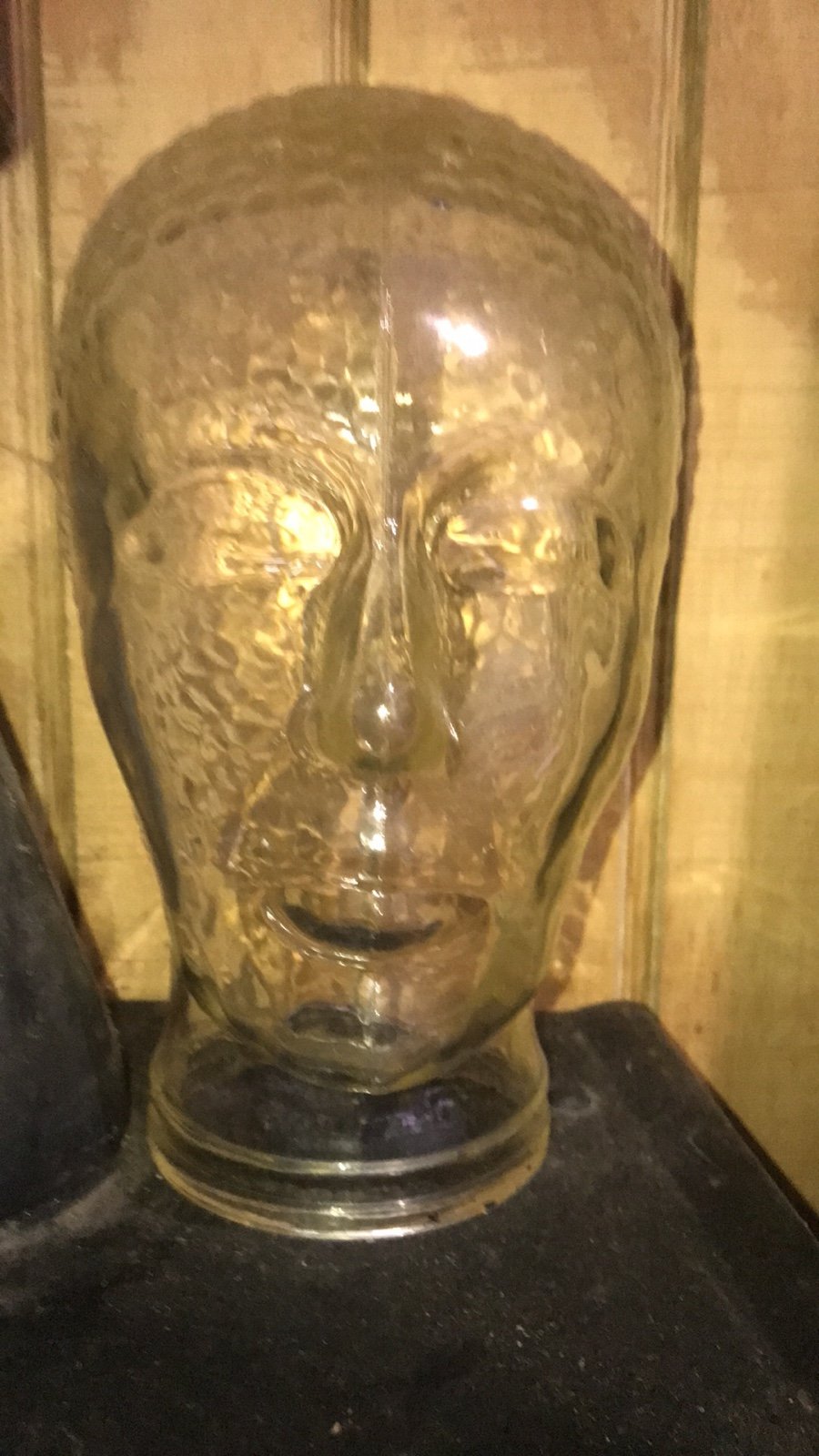 Head antique glass head with Afro