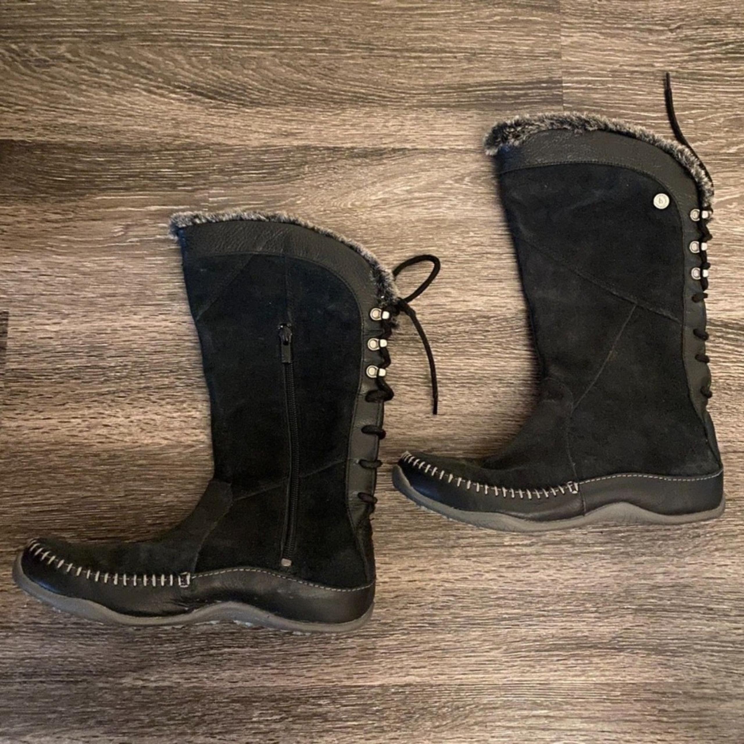 The North Face Black Fur Lace Up Suede Winter Boots Women's Sz 7.5