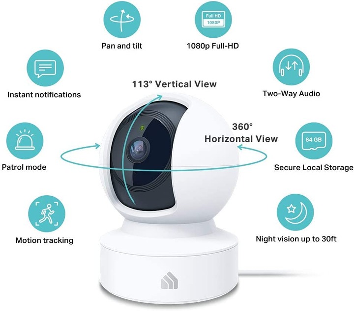 Kasa Indoor Pan/Tilt Smart Security Camera, 1080p HD Dog Camera 2.4GHz with Nigh