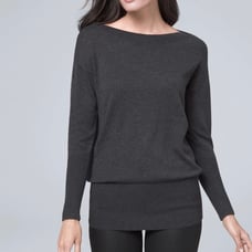 WHBM Grey Boatneck Tunic Sweater