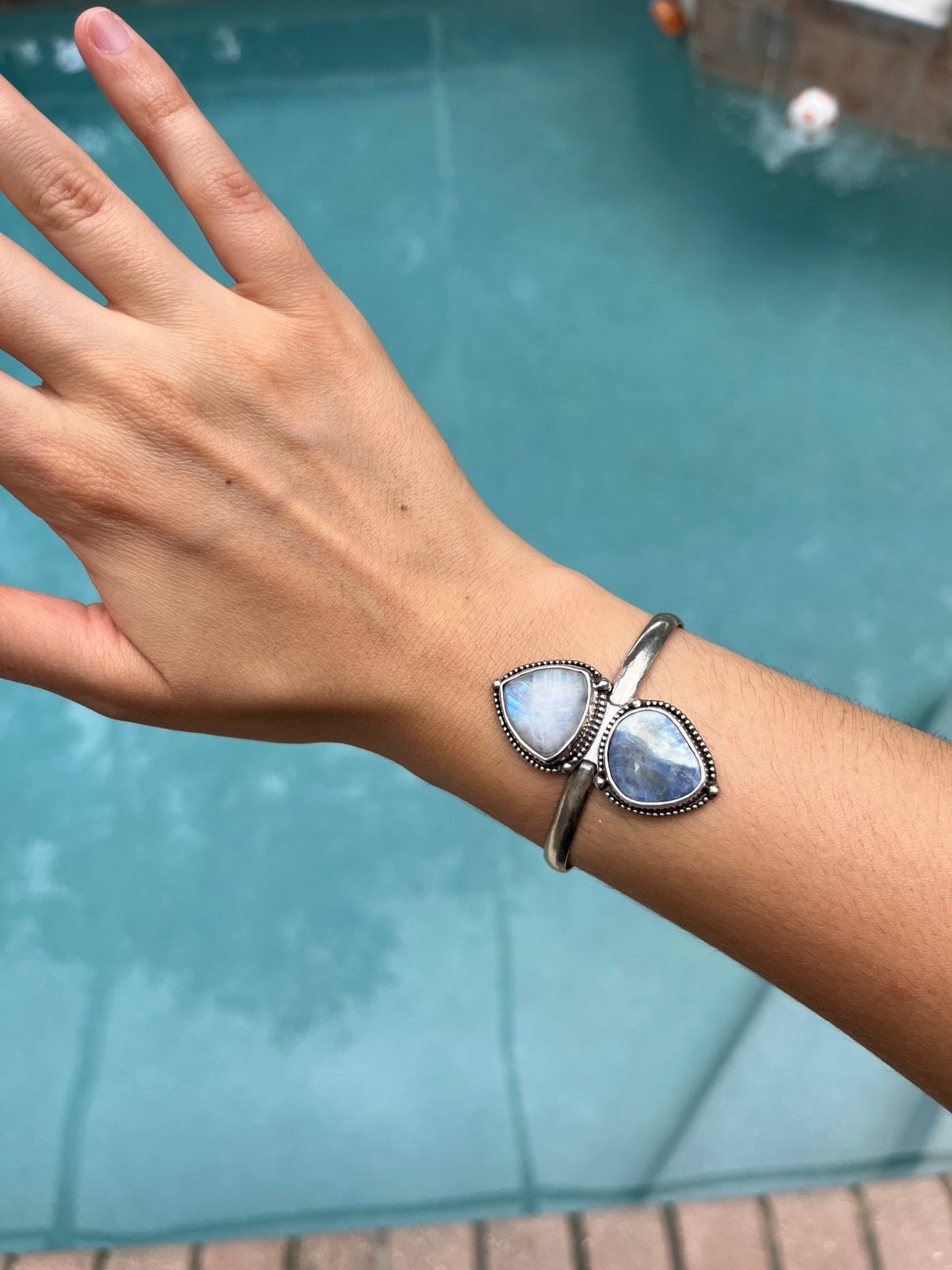 Boulder Opal & Moonstone Cuff
