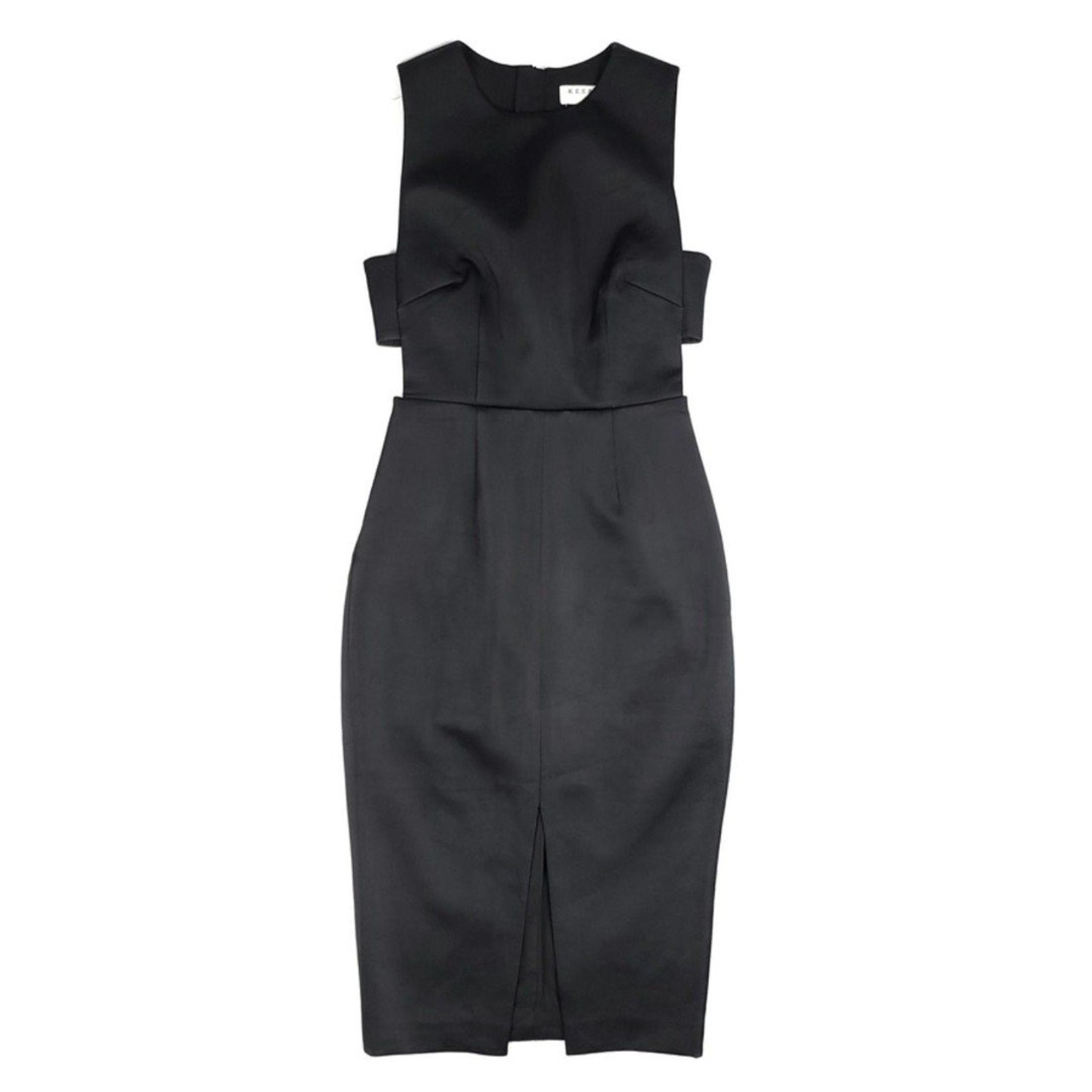 KEEPSAKE The Only One Cut Out Slit Midi Cocktail Sheath Dress in Black Womens XS