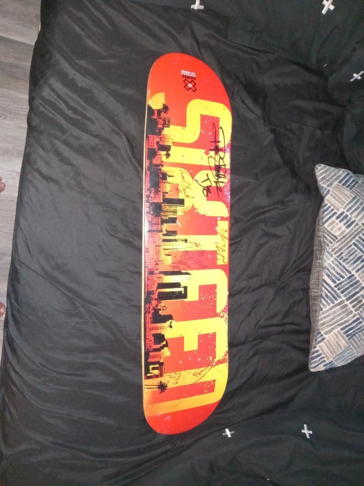 Xgames skateboard deck signed by pro skaters
