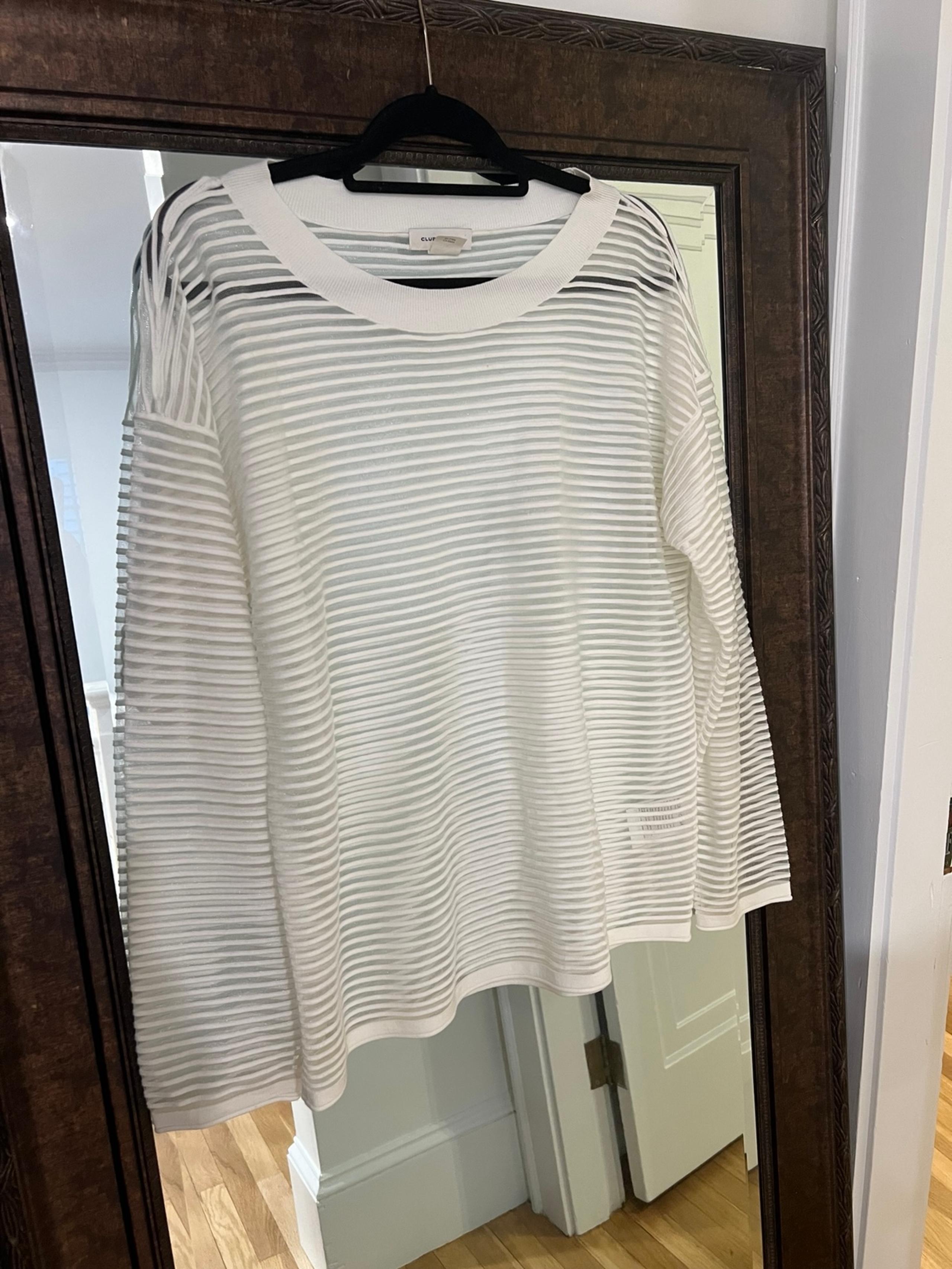 White womens semi sheer light weight sweater