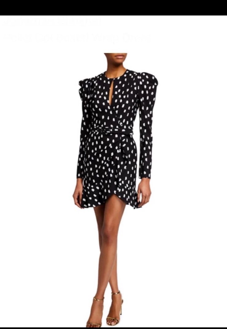 Jonathan Simkhai black polka dot belted dress sz 4