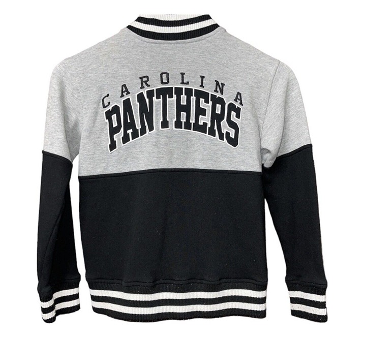 Carolina Panthers NFL Team Apparel Youth Black Grey Letterman Jacket