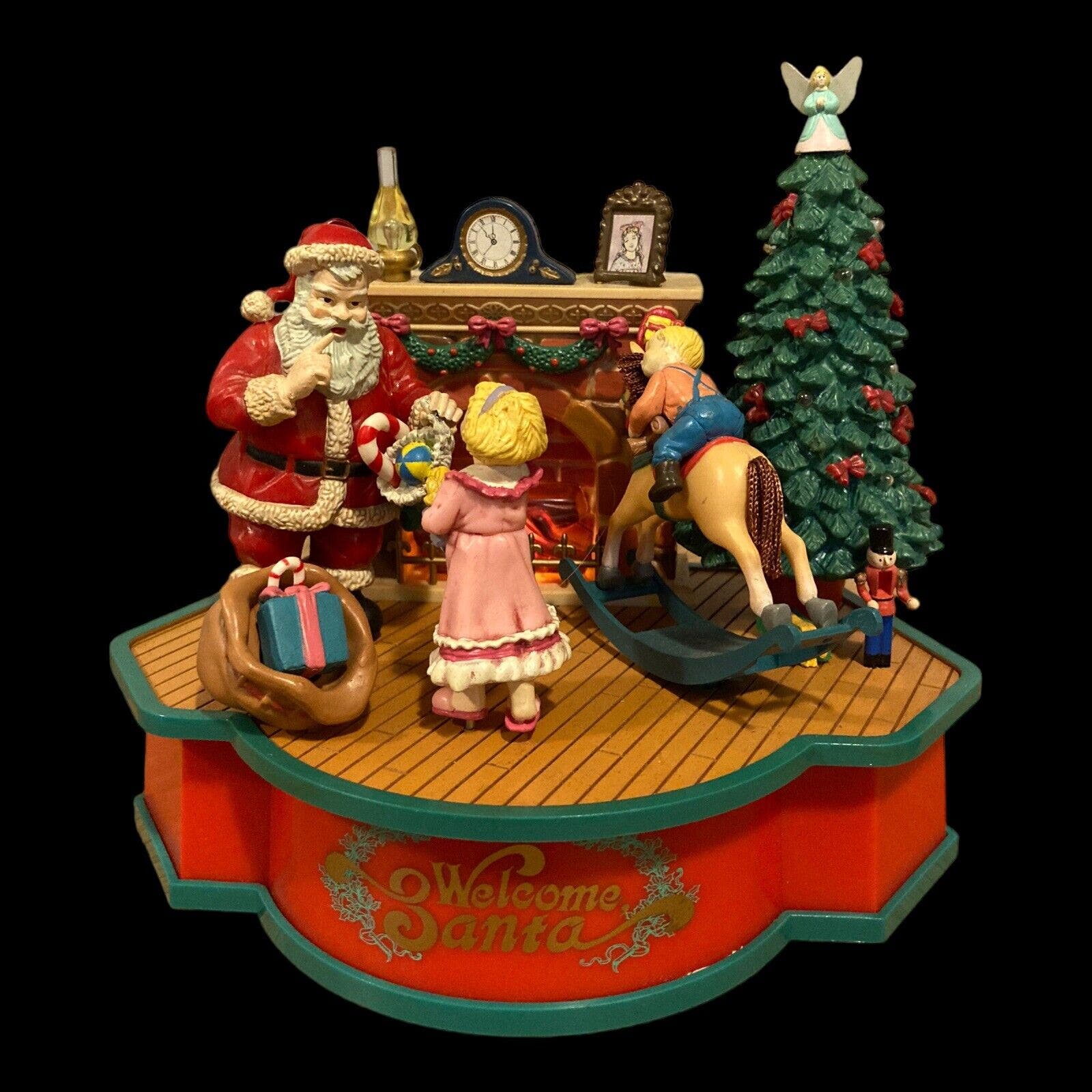Vtg Christmas Welcome Santa Animated Musical Trim A Home, 1993, Everything Works