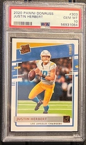 2020 Justin Herbert Canvas Rated Rookie graded