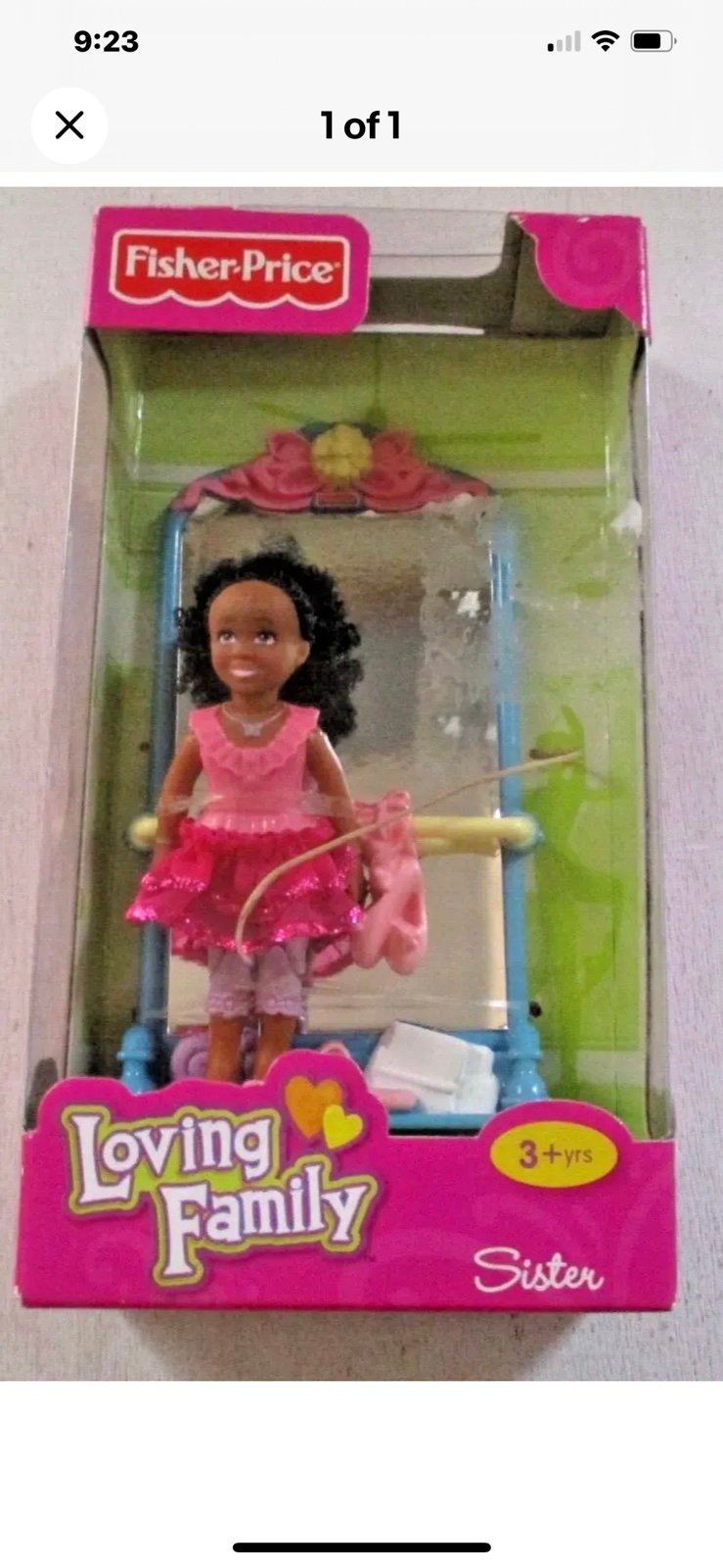 New Fisher Price Loving Family African American Ballerina Sister with Mirror