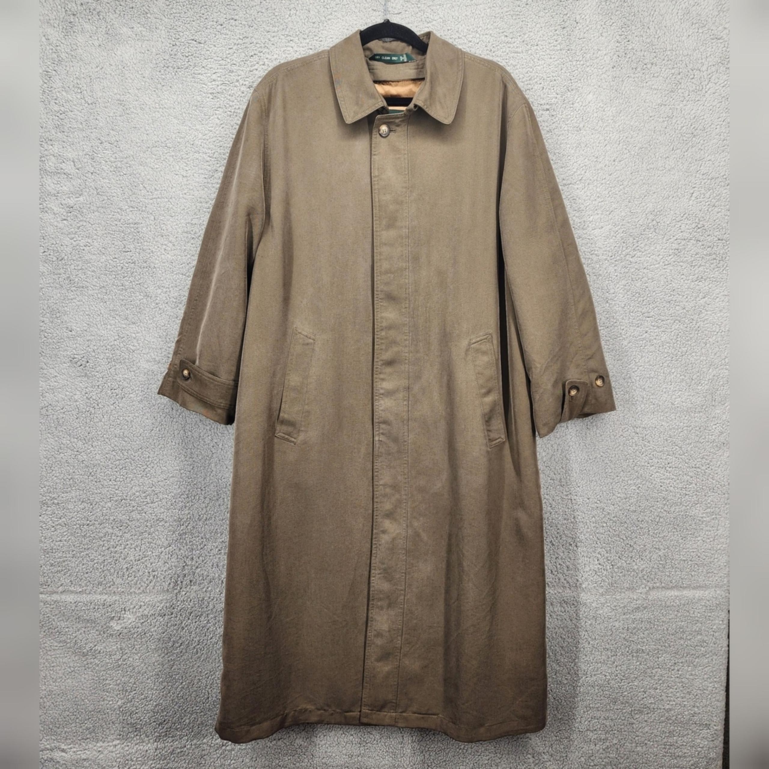 Lauren Ralph Lauren Trench Coat Vintage Stain Repellent Tan Beige 38S Mens Lined