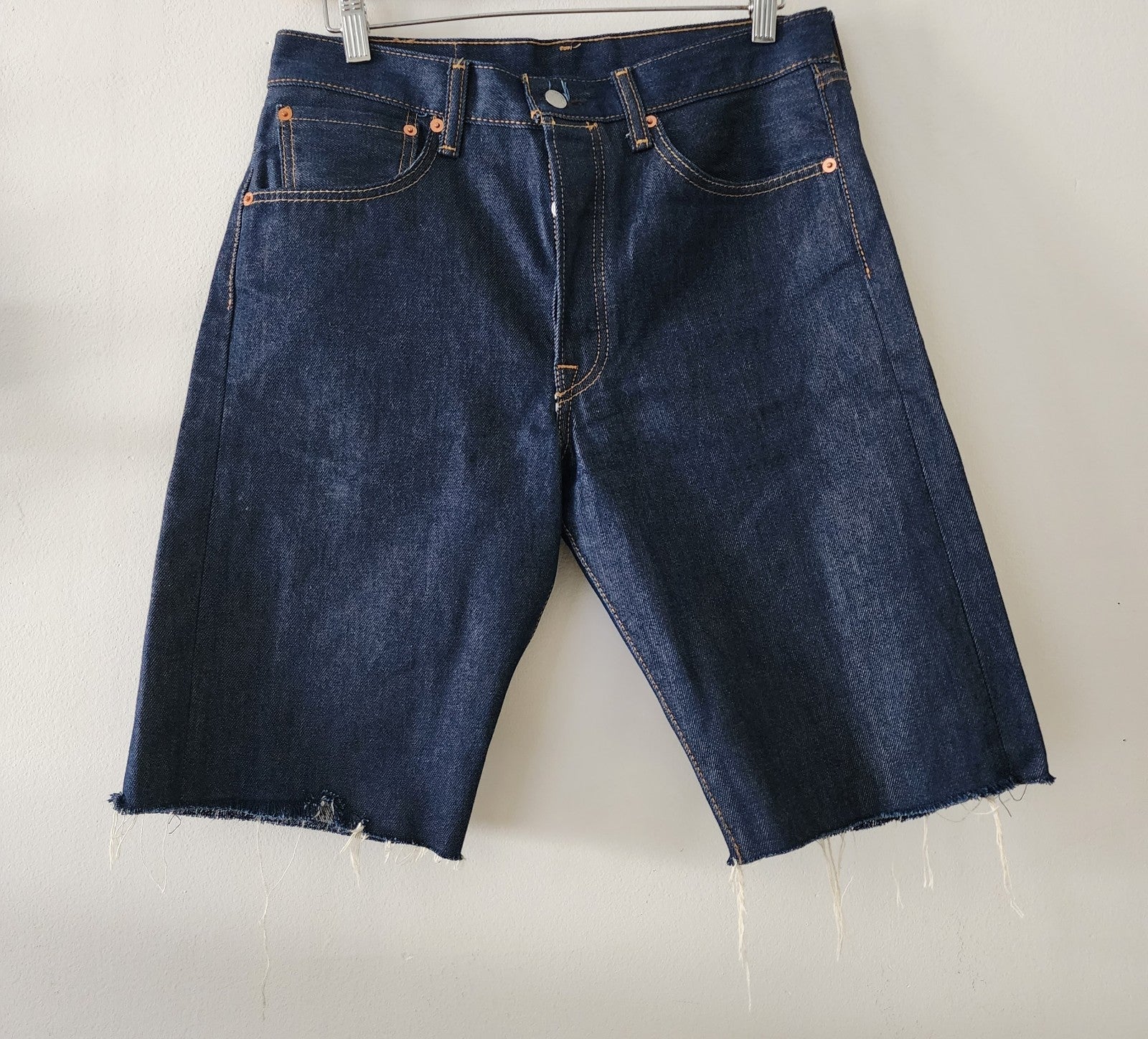 Men's Indigo Raw Levi's 501 Bike Messenger Made Jean Shorts