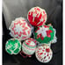6 Vtg Folded Fabric Quilted & Crocheted Christmas Ball Ornaments Farmhouse -S76