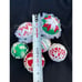 6 Vtg Folded Fabric Quilted & Crocheted Christmas Ball Ornaments Farmhouse -S76