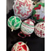 6 Vtg Folded Fabric Quilted & Crocheted Christmas Ball Ornaments Farmhouse -S76